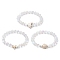 3Pcs Beach Dolphin & Turtle & Starfish Dyed Synthetic Turquoise Bead Bracelets, 8mm Round Synthetic Moonstone Beaded Stretch Bracelets for Women Men, Beige, Inner Diameter: 2-1/8 inch(5.5cm), 8mm