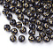 Plating Acrylic Beads, Golden Metal Enlaced, Round with Cross, Black, 8mm, Hole: 2mm