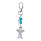 Angle Acrylic & Alloy Pendant Decorations, Synthetic Turquoise Chips and Swivel Clasps Charms for Bag Ornaments, 94mm