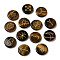 13Pcs Flat Round Natural Tiger Eye Rune Stones, Healing Stones for Chakras Balancing, Crystal Therapy, Meditation, Reiki, Divination, 24.5x5.5~7.5mm