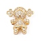 Brass Micro Pave Cubic Zirconia Slide Charms, Long-Lasting Plated, Girl, Golden, 13x13x6mm, Hole: 9x2mm