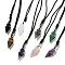 Natural Mixed Gemstone Conical Pendulum Pendant Necklace with Nylon Cord for Women, 27.56 inch(70cm)