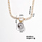 Elegant Pearl Pendant with Shiny Diamond Chain Necklace Jewelry for Women, 15.75 inch(40cm)