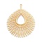 Plating Alloy Big Pendants, Feather Charms, Lead Free & Nickel Free & Cadmium Free, Golden, 67x55.5x6.5~7mm, Hole: 3.5x5.5mm