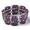 Dyed Natural Imperial Jasper & Synthetic Opal Stretch Bracelets, Epoxy Resin Domino Bracelets for Women, Dark Violet, Inner Diameter: 2-3/8 inch(6.1cm)