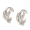 Rack Plating Brass Clip-on Earrings, Long-Lasting Plated, Lead Free & Cadmium Free, Platinum, 14x8mm