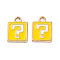 Alloy Enamel Charms, Square with Question Mark Charm, Golden, Gold, 12.5x9x1mm, Hole: 1.6mm, 10pcs/set