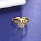 304 Stainless Steel Open Cuff Rings, Hollow Owl, Golden, Inner Diameter: 19mm