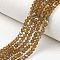 Electroplate Glass Beads Strands, Half Rainbow Plated, Faceted, Rondelle, Dark Goldenrod, 3.5~3.8x3mm, Hole: 0.4mm, about 113~115pcs/strand, 32~33cm