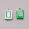 Resin Pendants, with Iron Finding, Imitation Mahjong Tiles, Green, Rectangle, White Dragon, 19.5~20.5x11.5x7~7.5mm, Hole: 2mm