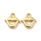 Rack Plating Brass Charms, Long-Lasting Plated, Cadmium Free & Lead Free, Lip Charm, Golden, 8x7.5x1.4mm, Hole: 1.2mm