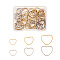 Craftdady 60Pcs 6 Styles 304 Stainless Steel Linking Ring, Heart, Golden & Stainless Steel Color, 10pcs/style