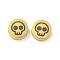 Halloween Theme 304 Stainless Steel Beads, Real 18K Gold Plated, Flat Round, Skull, 8x3mm, Hole: 2mm