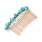 Synthetic Turquoise Gravel Hair Clip, with Metal Hair Combs, 75x40mm