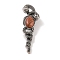 Synthetic Goldstone Pendants, with Alloy  Findings, Antique Silver, 61.5x20x8mm, Hole: 9.5x7mm