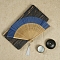 Chinese Style Wood Folding Fan with Tassel, for Party Wedding Dancing Decoration, Steel Blue, 210mm