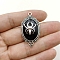 Gothic Style Zinc Alloy Resin Pendants, Oval with Spider, Black, 43x24mm