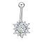 Clear Cubic Zirconia Belly Button Rings, Stainless Steel Piercing Navel Rings, Curved Barbell Body Jewelry for Women, Stainless Steel Color, Snowflake, 8~13mm, Bar: 10x1.5mm