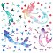 Gorgecraft 2 Sheets 2 Style PVC Wall Stickers, for Home Living Room Decoration, Mermaid Pattern, Mixed Color, 272~280x280mm, 1 sheet/style