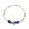 Mixed Natural White Moonstone & Agate & Amethyst & Sunstone & Lapis Lazuli Round Braided Beaded Bracelets for Women BJEW-JB09880-3