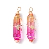 2Pcs 2 Style Two Tone Glass Double Terminated Point Beads Pendants Set PALLOY-JF02538-2