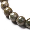 Natural Silver Leaf Jasper Round Beads Stretch Bracelet for Men Women BJEW-JB06824-02-5