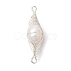 Natural Cultured Freshwater Pearl Copper Wire Wrapped Connector Charms PALLOY-JF02519-01-3