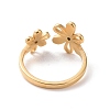 Ion Plating(IP) 304 Stainless Steel Flower Open Cuff Ring for Women RJEW-D120-07G-3