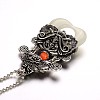 Antique Silver Plated Alloy Resin Pendant Necklaces NJEW-J031-02-4
