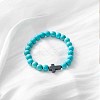 Round Synthetic Turquoise Beaded Stretch Bracelets SA8738-2-1