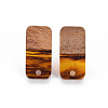 Two Tone Resin & Walnut Wood Stud Earring Findings MAK-N032-029-2
