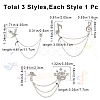 Gorgecraft 3Pcs 3 Style Crown & Eagle & Music Note Crystal Rhinestone Hanging Chain Brooches JEWB-GF0001-34-2
