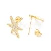 Clear Cubic Zirconia Star Stud Earrings EJEW-P196-13G-2