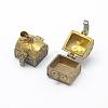 Brass Prayer Box Pendants KK-F722-16C-RS-3