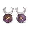 Natural Amethyst Connector Charms G-G983-02P-01-3