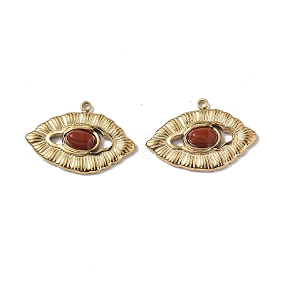 PVD Vacuum Plating 201 Stainless Steel Natural Natural Red Jasper Pendants STAS-C064-VC911-1