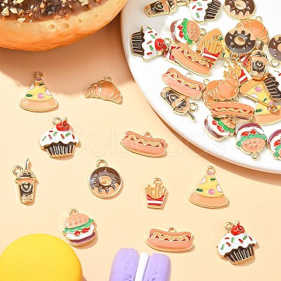 40Pcs 8 Styles Alloy Enamel Pendants PALLOY-CJ0001-159-1