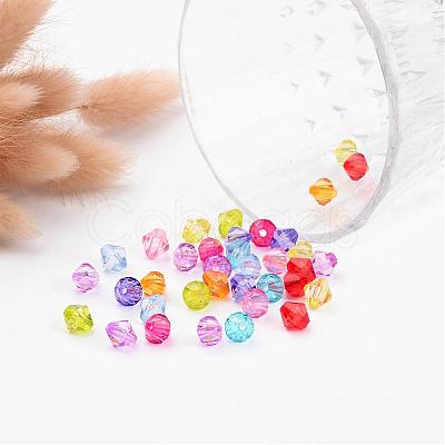 Mixed Color Chunky Dyed Transparent Acrylic Faceted Bicone Spacer Beads for Kids Jewelry X-DBB8mm-1