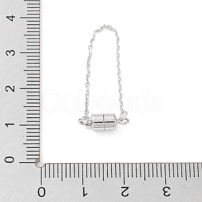 Anti-Tarnish Rhodium Plated 925 Sterling Silver Magnetic Clasps with Safety Chain STER-A043-06P-1