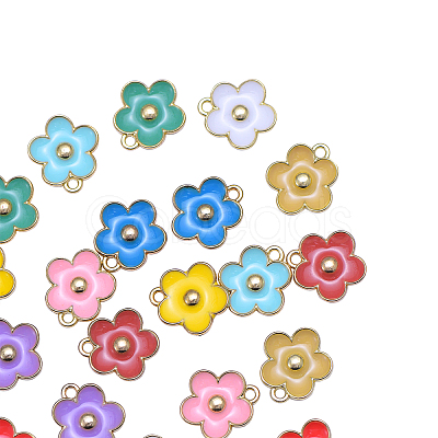 20Pcs 10 Colors Light Gold Plated Alloy Enamel Charms ENAM-CJ0001-65-1