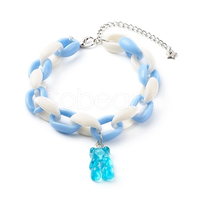 Resin Bear Charm Bracelets BJEW-JB06281-01-1