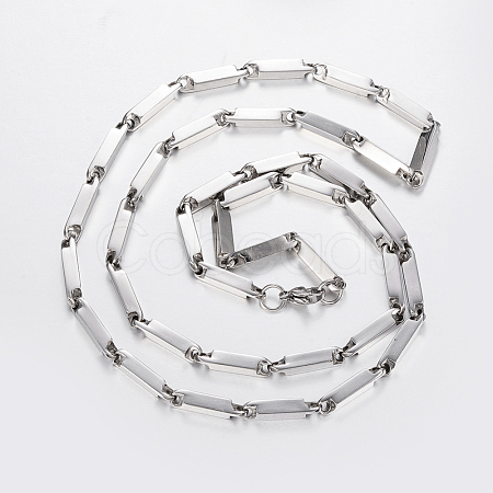 Trendy 304 Stainless Steel Bar Link Chain Necklaces NJEW-I210-03P-1