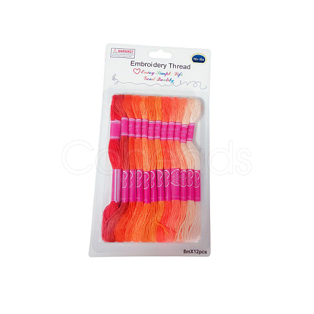 12 Skeins 12 Colors 6-Ply Polyester Embroidery Floss PW-WG76902-03-1