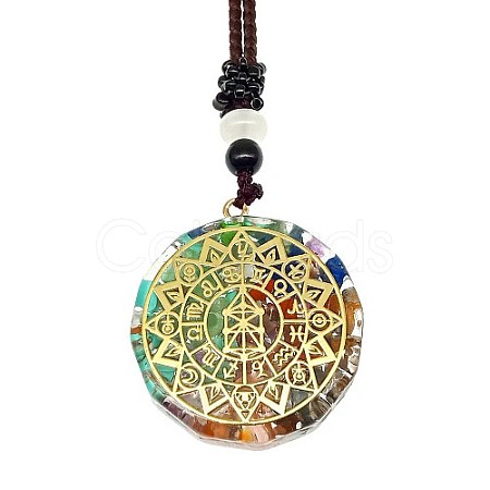 Orgonite Chakra Natural & Synthetic Mixed Stone Pendant Necklaces PZ4674-23-1