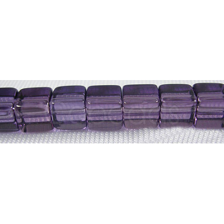 4~5mm Cube Transparent Purple Glass Beads Strands X-GS4mm-C07-1