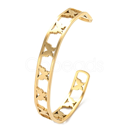 Ion Plating(IP) 304 Stainless Steel Cuff Bangles BJEW-C047-02G-1