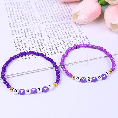 New Purple Soft Ceramic Letter Bracelet UA6980-2-1
