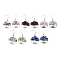 Natural Gemstone Dangle Earrings, with Brass Earring Hooks and Alloy Pendants, Flat Round and Tree, 46mm, Pin: 0.6mm