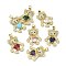 Brass Micro Pave Cubic Zirconia Pendants, Bear Charm, Real 18K Gold Plated, Mixed Color, 27x21.5x5mm, Hole: 3.5mm