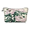 Flower Print Polyester Cosmetic Zipper Pouches, Waterproof Clutch Bag, Toilet Bag for Women, Lavender, 21x18x13.5cm